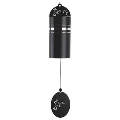 Q-Max 22" Long Metal Black Tube Hummingbird Wind Chime