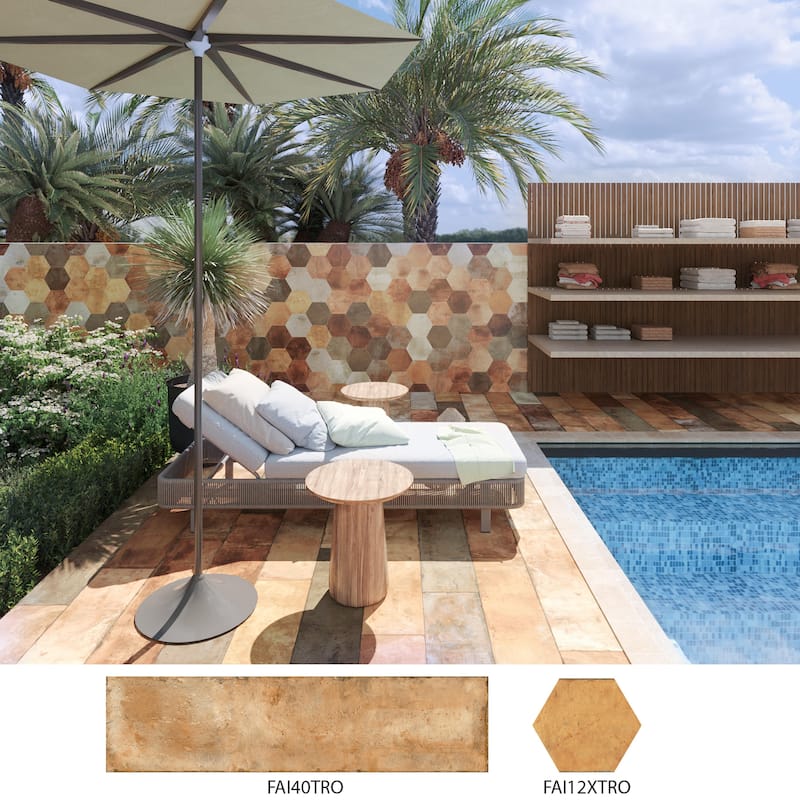 Merola Tile Terre Hex Rosso 9-7/8" x 11-3/8" Porcelain Floor and Wall Tile - Case (17 Tiles)