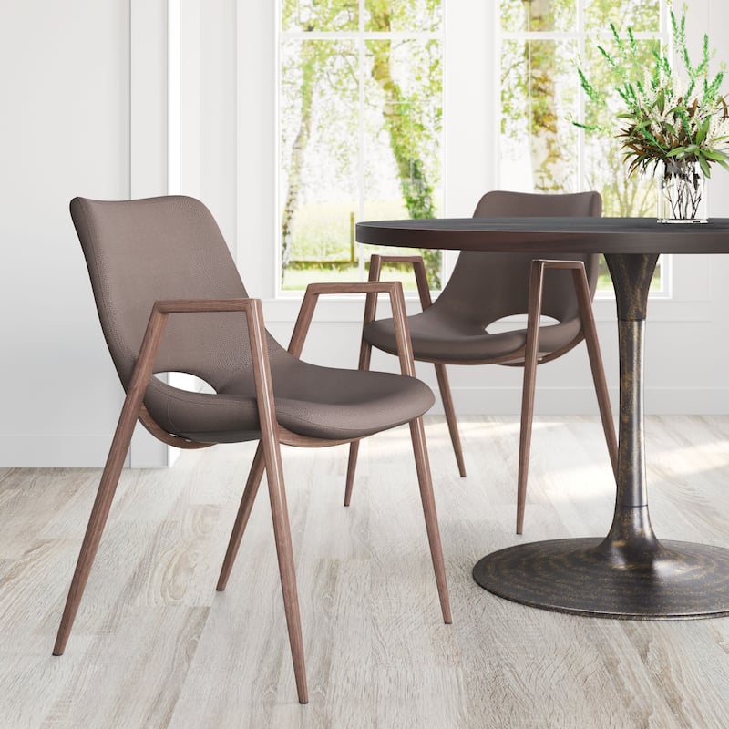 Desi Dining Chair Brown & Walnut - Brown/Walnut