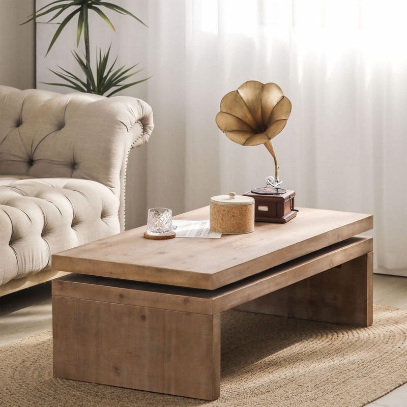 Modern 47.6"W Wood Coffee Table with Sleek Floating Top Design for Stylish Living Room Decor