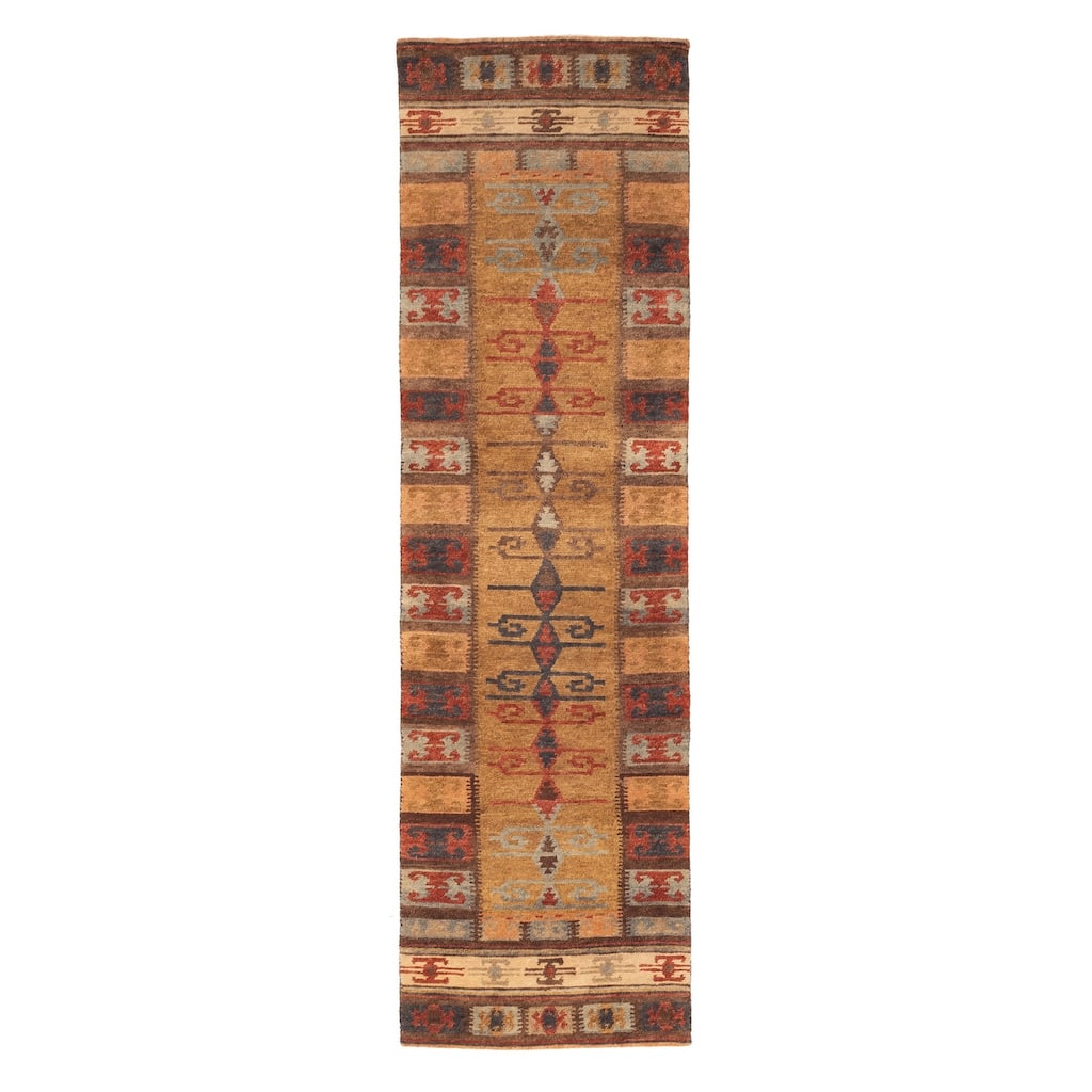 ECARPETGALLERY Hand-knotted Opulence Light Brown Wool Rug - 2'7 x 9'10