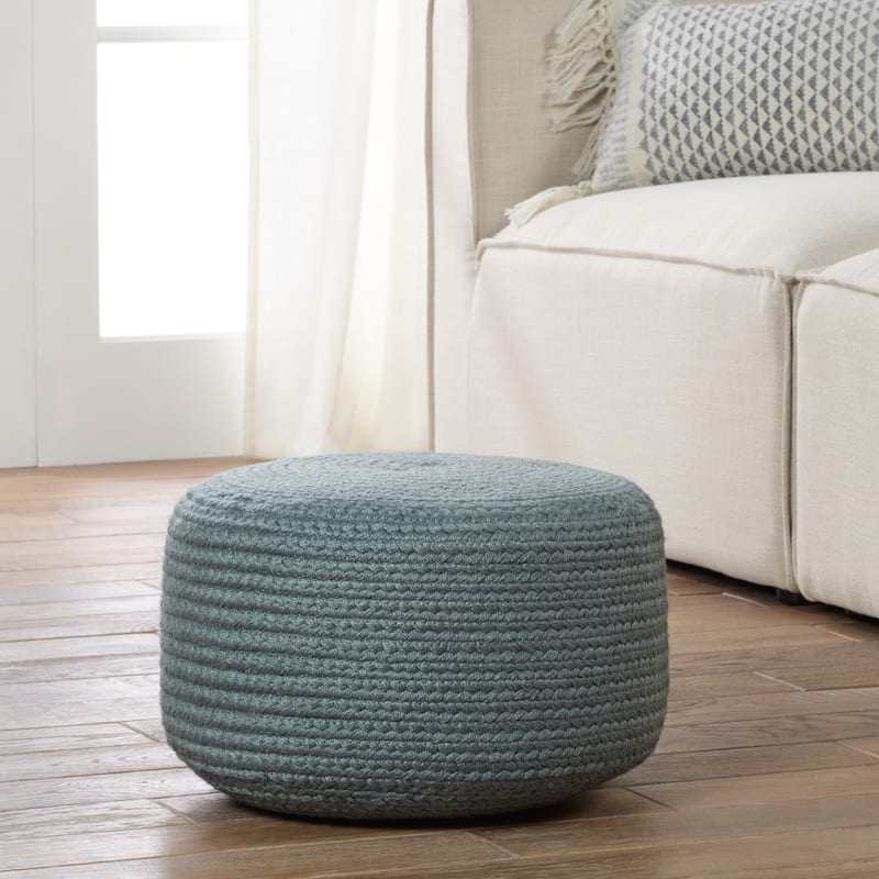 Jaipur Living Saba Solar Round Indoor/Outdoor Polyester Pouf Ottoman/Foot Stool - 18"X18"X12"