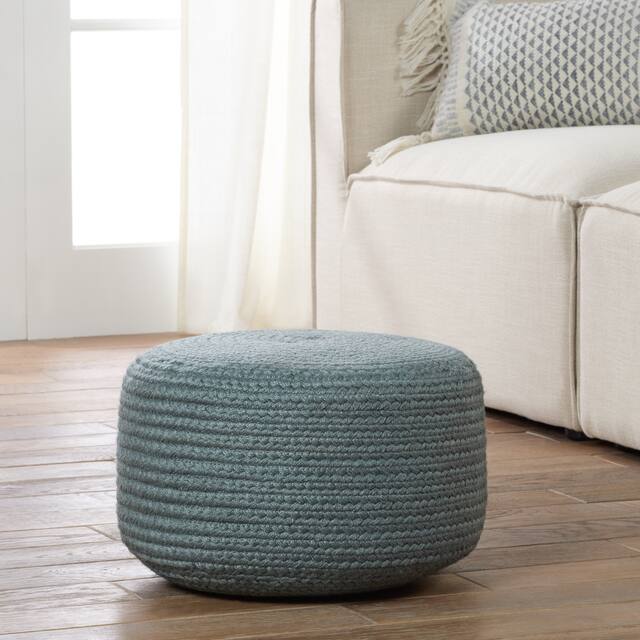 Santa Rosa Woven Jute-look Indoor/ Outdoor Solid Pouf - 18"X18"X12"