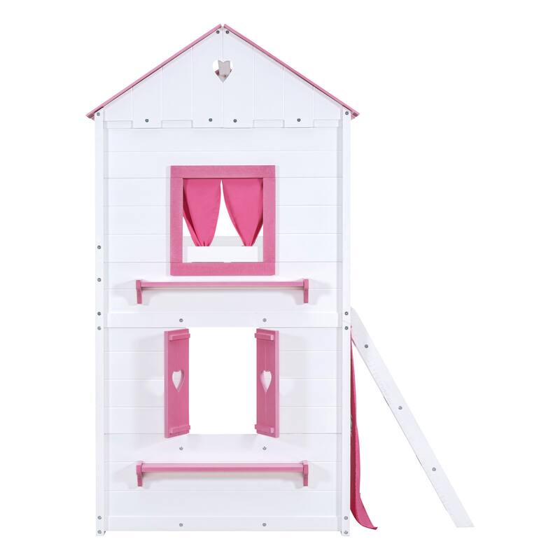 Wood Castle Bunk Bed with Slide
