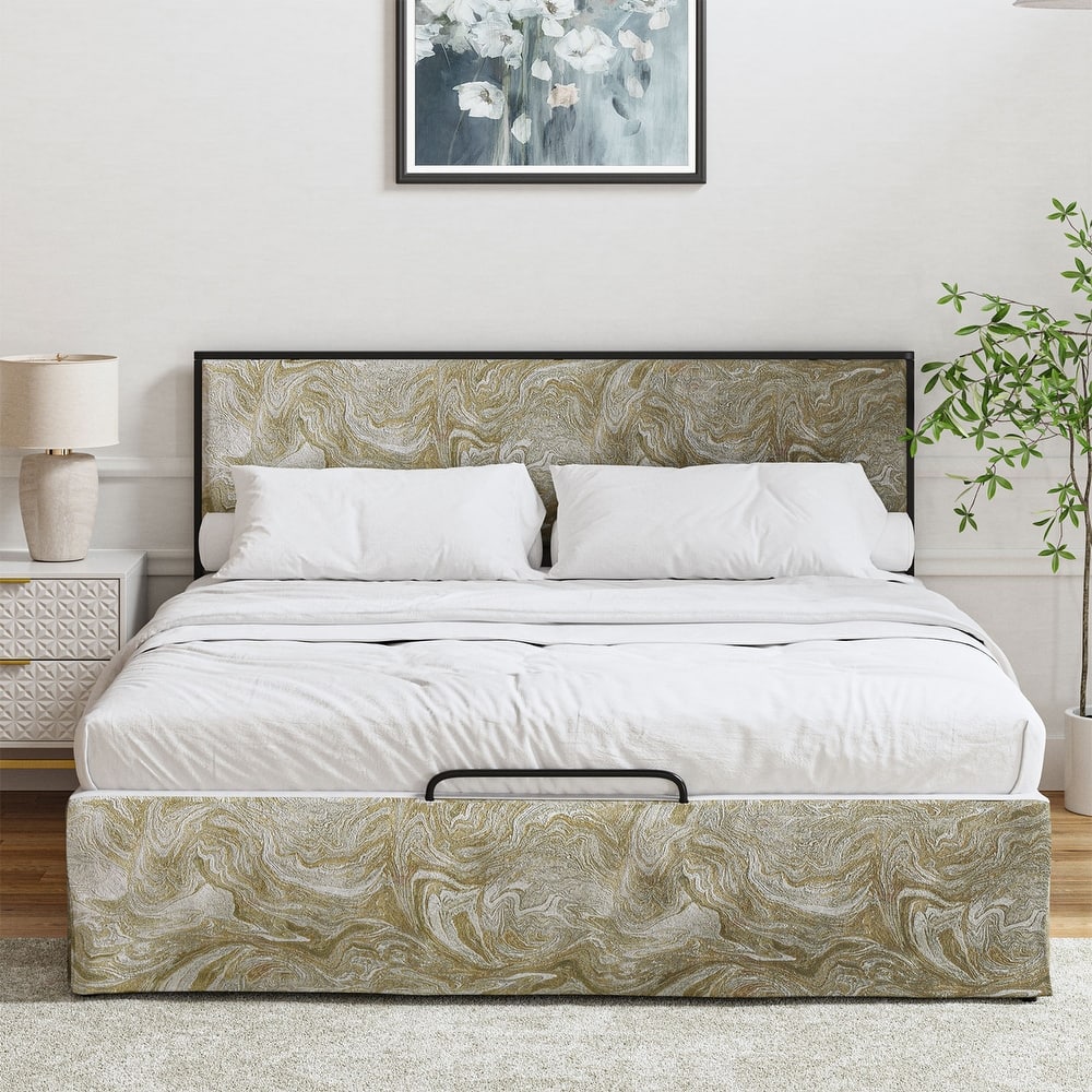 Oliver Modern Washable Slipcover Bed Upholstered Metal by HULALA HOME