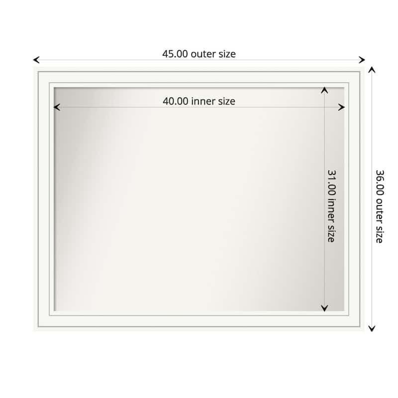 Craftsman White Framed Non-Beveled Custom Wall Mirror, Bathroom Vanity Mirror - Outer Size: 45 x 36