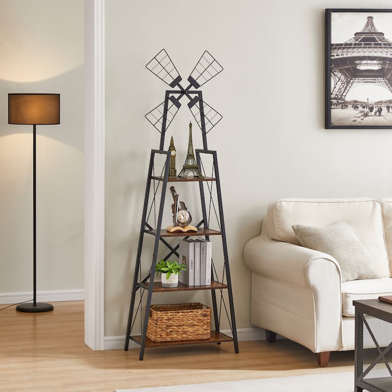 4-Tier Narrow Book Shelf, Bookcase with Metal Frame