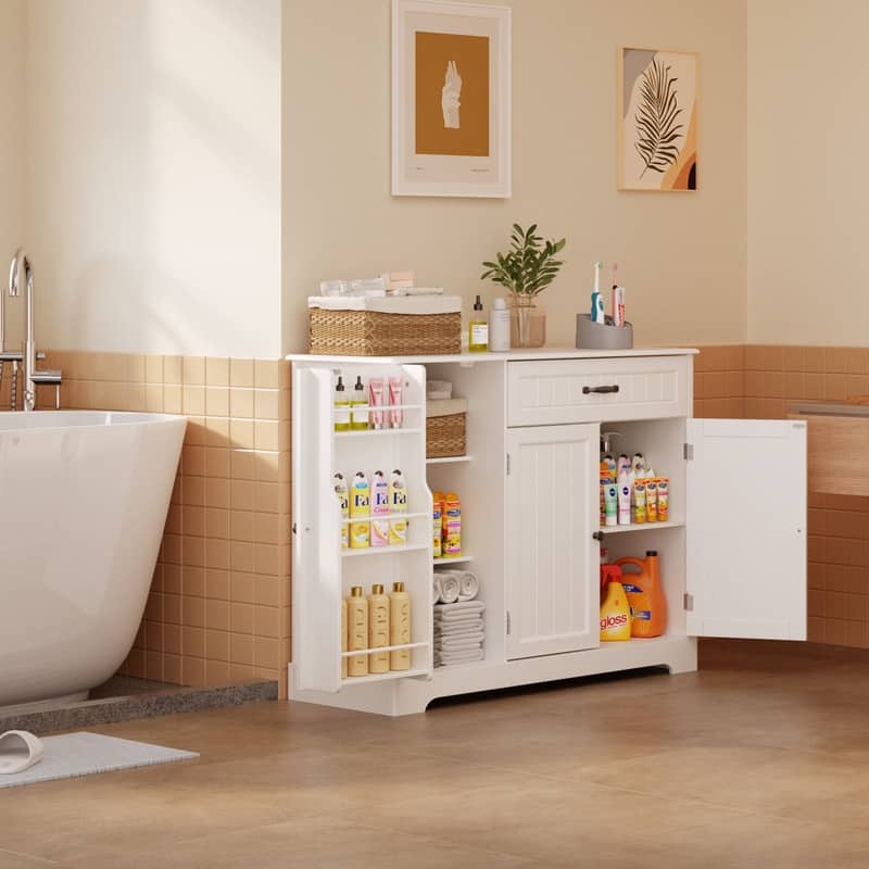 Buffet Cabinet Storage Sideboard, Kitchen Sideboard Storage Buffet Cabinet with Drawer and 3 Doors