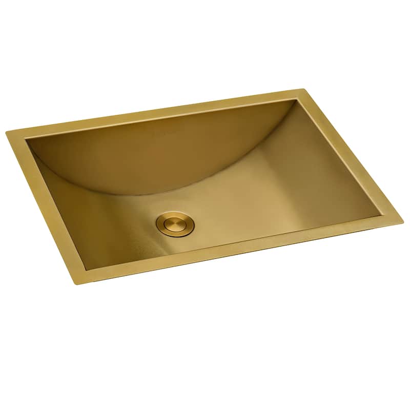 Ruvati 16 x 13 inch Brushed Gold Polished Rectangular Bathroom Sink Undermount - RVH6106GG