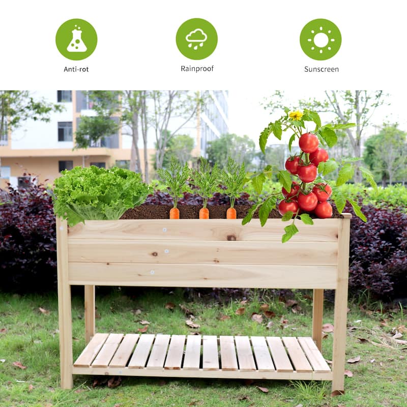 Raised Garden Bed Planter Box with Legs & Storage Shelf