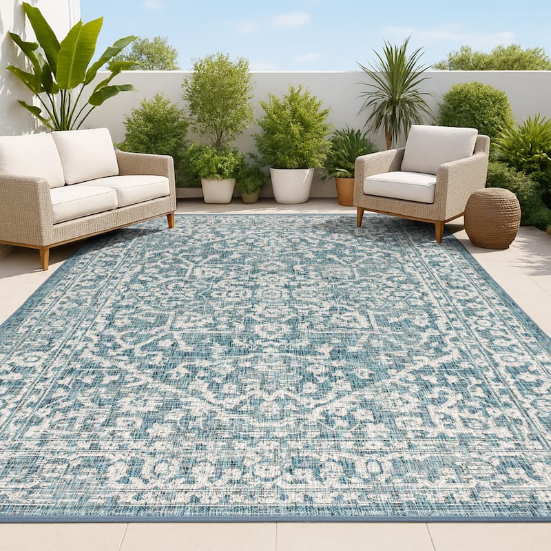 JONATHAN Y Medallion Textured Weave Indoor/Outdoor Area Rug