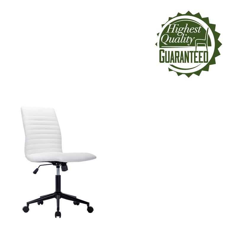 Porthos Home Bron Faux Leather Armless Office Chair with Steel Roller Base, Tilt Mechanism