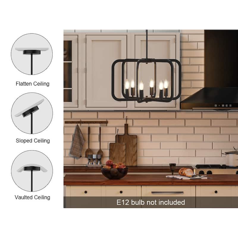 Modern Geometric 6-Light Black Pendant Chandelier