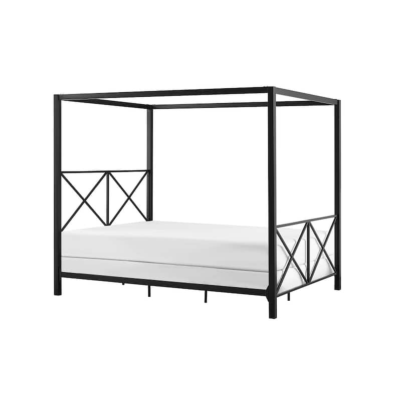 Avenue Greene Rosemarie Canopy Metal Bed, Black - Queen