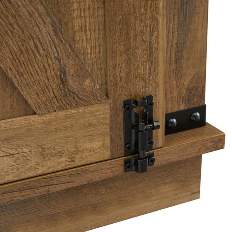 Wood Dog Crate Furniture With Barn Door And 1 Drawer