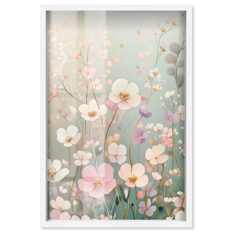 Tiny Blooms I Shadowbox by Art Remedy - White - 24" x 36"