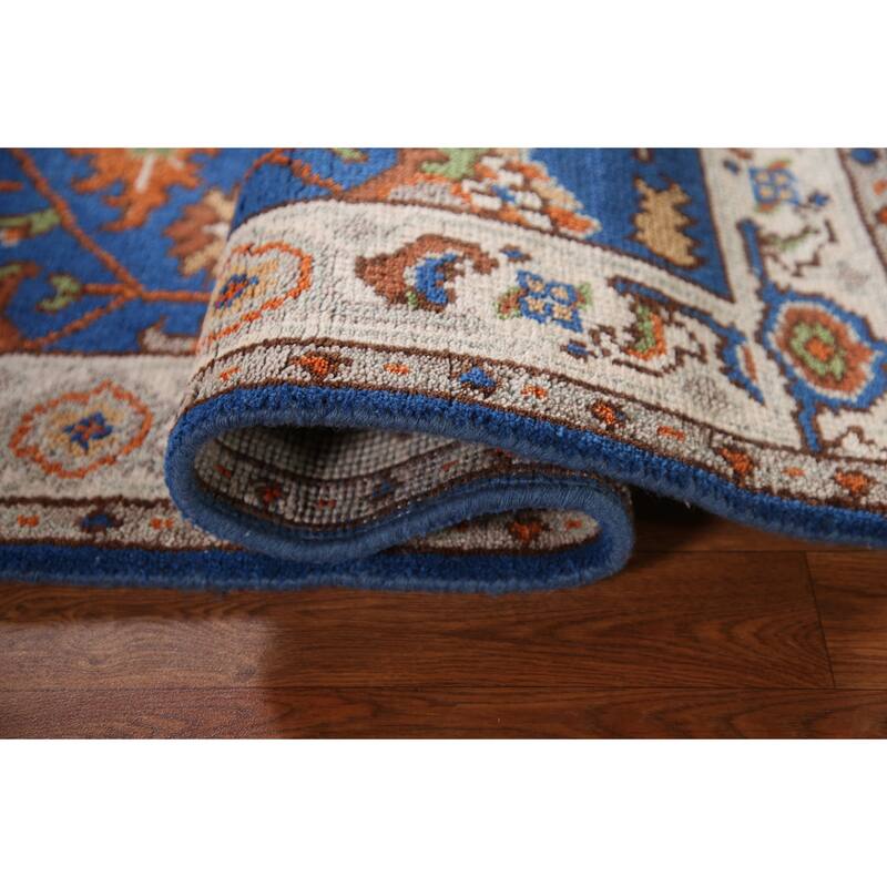 Blue Oushak Oriental Area Rug Hand-knotted Wool Carpet - 3'1"x 5'0"