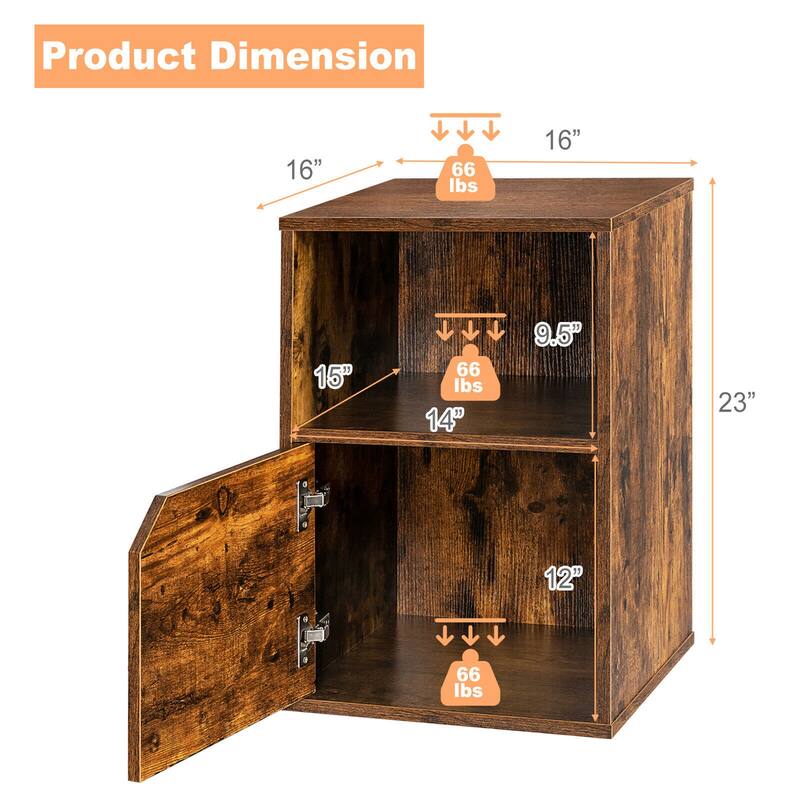 Gymax Set of 2 Nightstands Side End Table Storage Cabinet Shelf Living