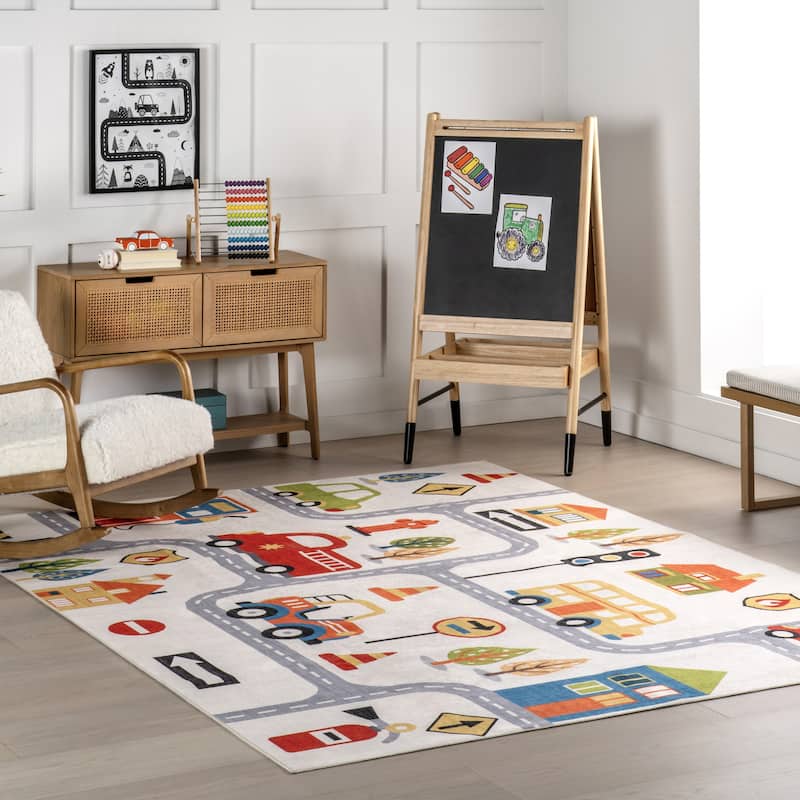 Nuloom Carmina SpinClean City Streets Machine Washable Kids Area Rug - 4' x 6' - Multi