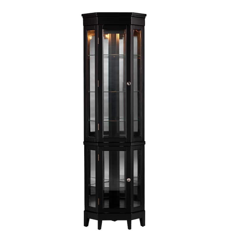 SEI Furniture Bijoux Black Corner Curio Display Cabinet