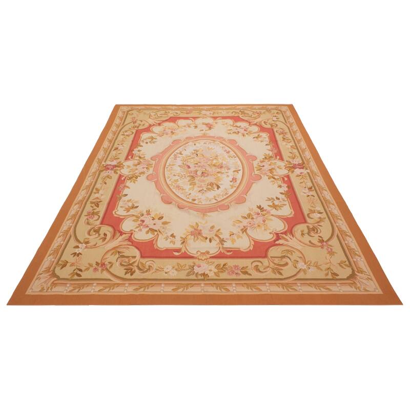 ECARPETGALLERY Flat-Weave Dynasty Ivory Wool Tapestry Kilim - 9'10 x 14'0