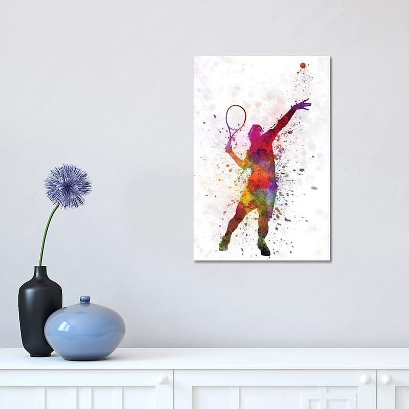 iCanvas "Tennis Player At Service Serving Silhouette I" by Paul Rommer Canvas Print - 18x12x1.5
