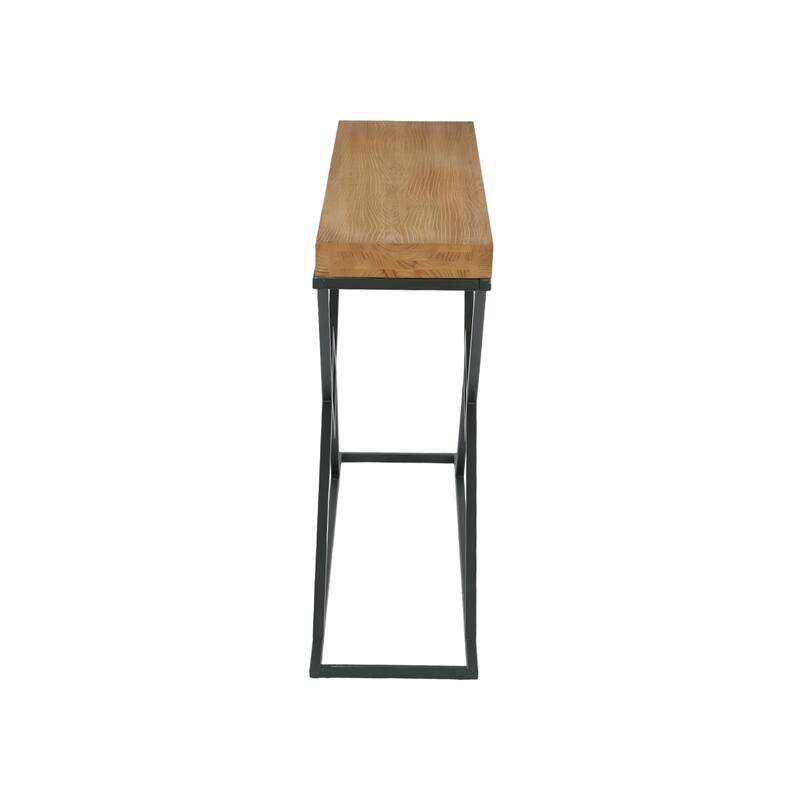43.2" Solid Wood Console Table with Stylish Geometric Metal Base