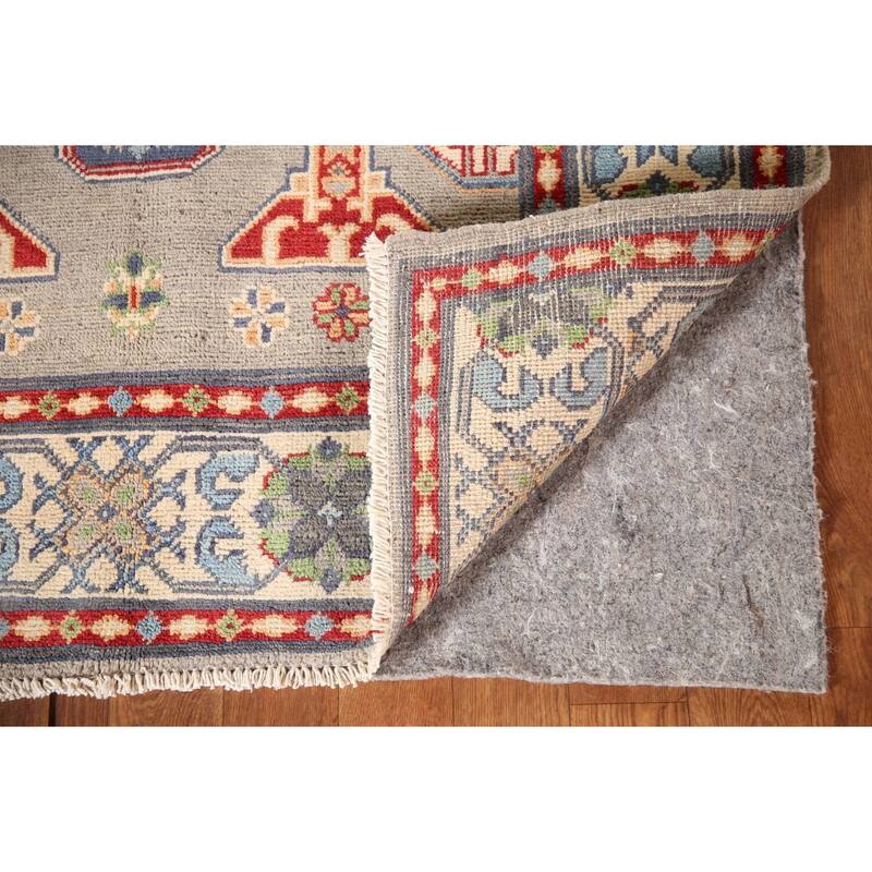 Traditional Grey Kazak Rug Handmade Wool Carpet - 3'5"x 5'0"