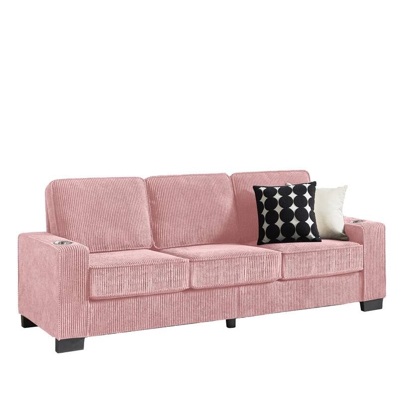 Modular Sectional Sofa, 102 Inch L Shaped Couch Set, 3-Seater Comfy Cloud Couches with Movable Ottoman, DIY Combination
