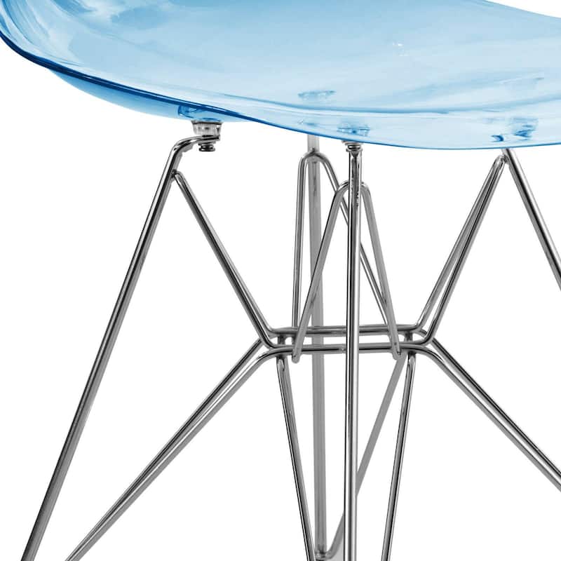 LeisureMod Cresco Molded 2-Tone Eiffel Side Chair - White Blue - 17"L x 18.4"W x 32"H