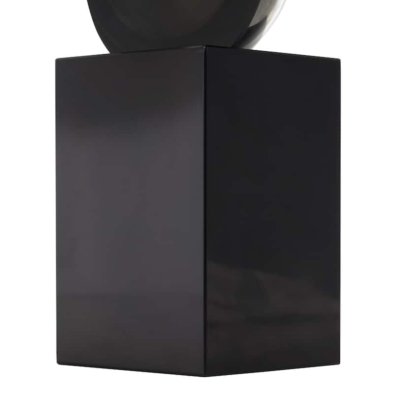 Glass Abstract Stacked Orb Decorative Sculpture with Black Base - Black or Silver - Roche River Decor