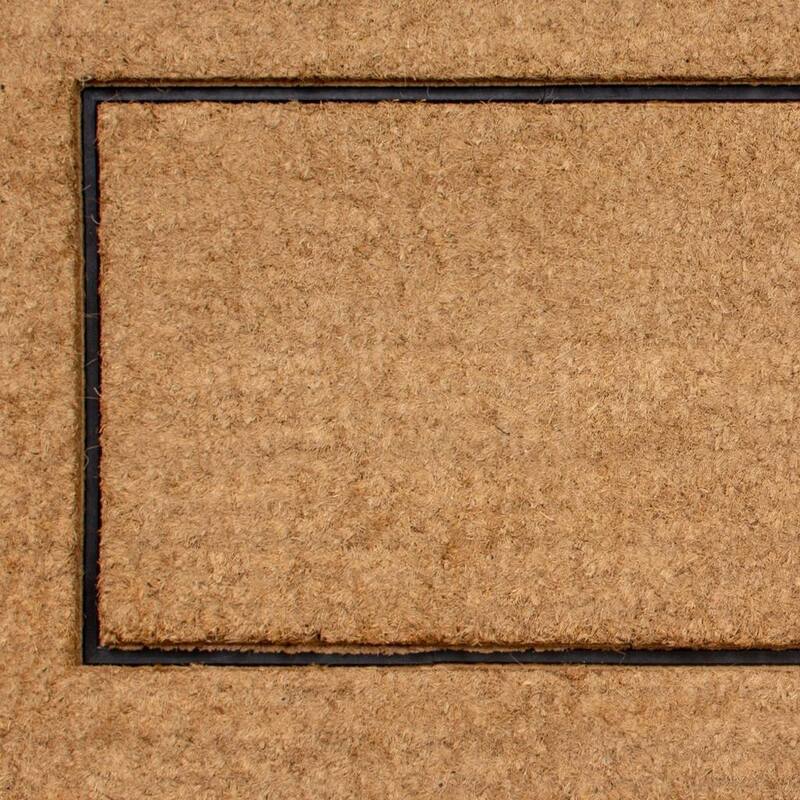 HomeRoots 24" X 48" Natural And Black Striped Border Outdoor Coir And Rubber Door Mat - 24' X '48