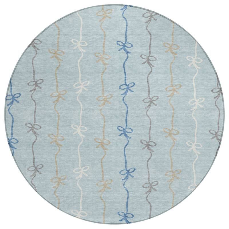 Machine Washable Indoor/ Outdoor Modern Bow Stripe Chantille Rug