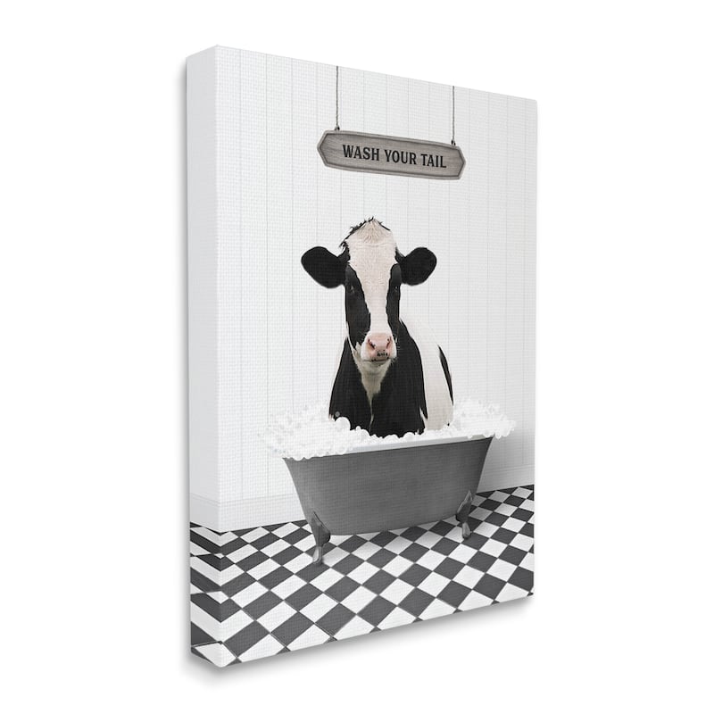 Stupell Wash Your Tail Cow Canvas Wall Art Design by Lettered and Lined