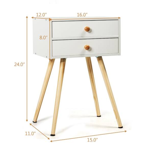Shop Costway 2pc 2 Drawer Nightstand White Side Table End Table Overstock 31102429