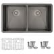 preview thumbnail 2 of 12, STYLISH 32 inch Graphite Black 16G 50/50 Double Bowl Undermount Kitchen Sink - 32" x 18" x 9"