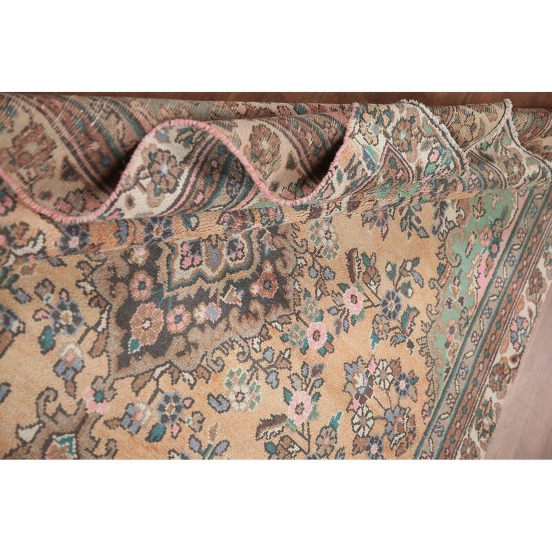 Hand Knotted Oriental 100% Wool Carpet Traditional Floral Oranges & Rust Hamedan Area Rug - 9' 1'' X 6' 0''