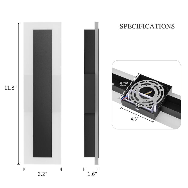 Outdoor Linear Integrated LED Wall Sconce Light Fixture with Bracket