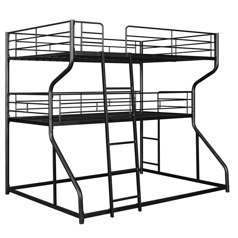 Industrial Triple Bunk Bed, Full XL/Twin XL/Queen, with Safety Guardrails and Ladder