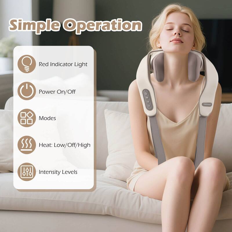 Costway Neck Shoulder Massager with 2 Heating Levels & Adjustable - See Details