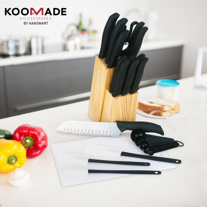 23-Piece Kitchen Knife Set With Wooden Block Set Stainless Steel