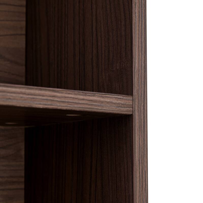 78.75'' Tall Narrow Dark Wood Storage Cabinet with Flip Drawers