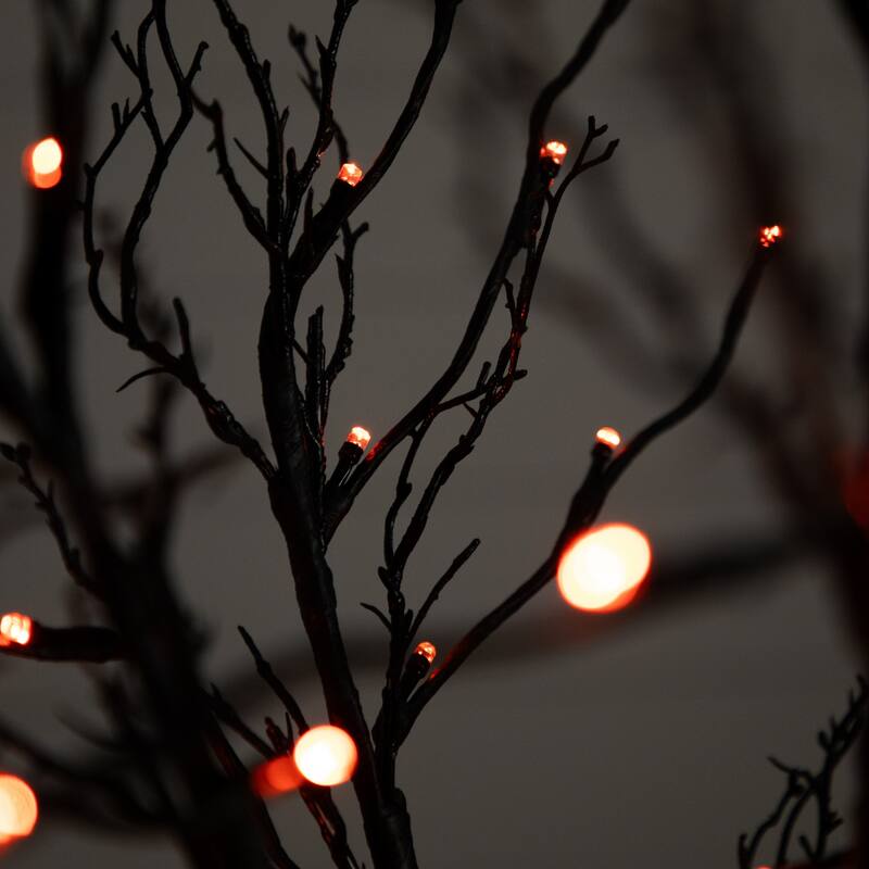 Pre-Lit Black Twig Artificial Halloween Tree - 6' - Dual Color LED Lights