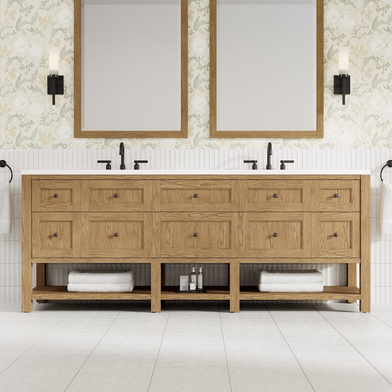 Breckenridge 84" Double Vanity Cabinet - Light Natural Oak/Base Only, No Top