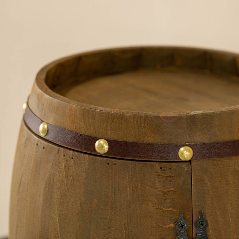 Vintage Wooden Barrel Shaped Wine Holder with a rotating turntable