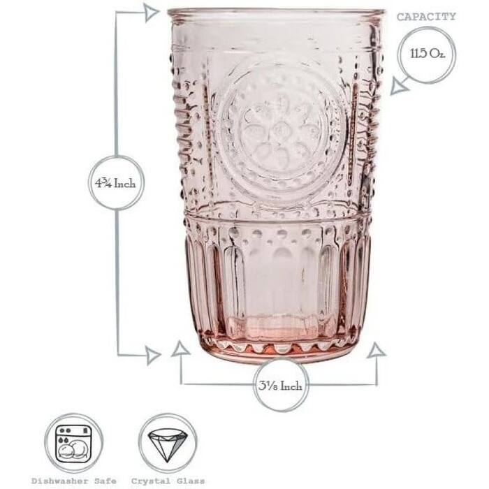 Bormioli Rocco Set of 6 Romantic Glass Victorian Tumblers