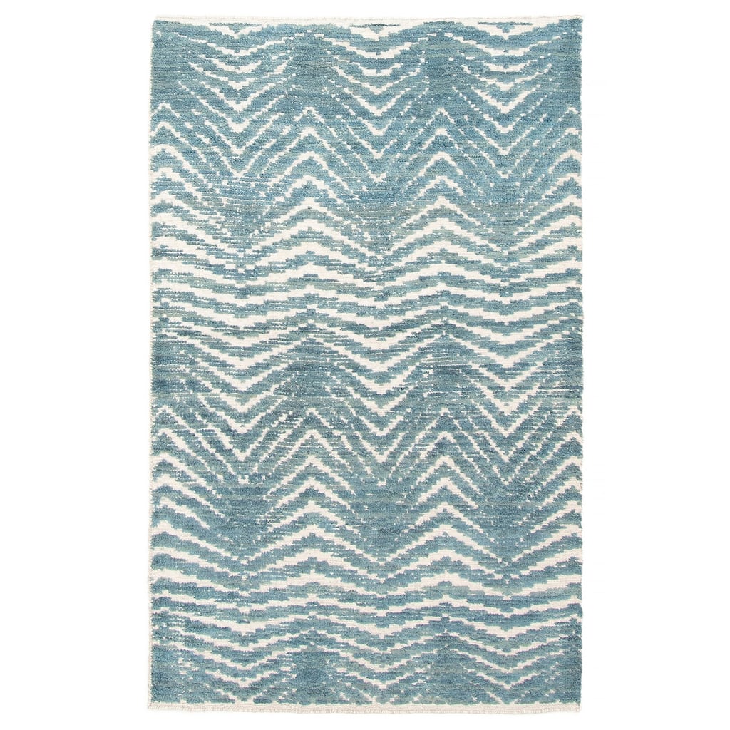 ECARPETGALLERY Hand-knotted Tangier Teal Wool Rug - 2'11 x 4'11