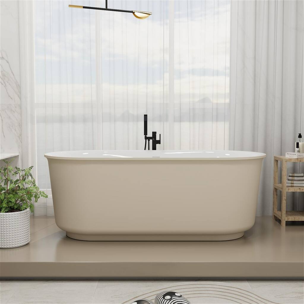 Mokleba 59'' x 27.56'' Freestanding Soaking Acrylic Bathtub with Chrome Drain