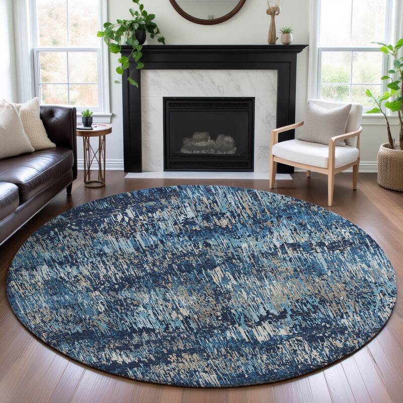 Premium Washable Super Soft Ombre Mayfield Rug - Navy - 8' x 8'