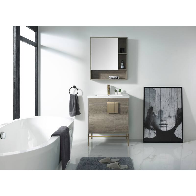 Modern Bathroom Vanity Set, Vireous China Sink Top 30"